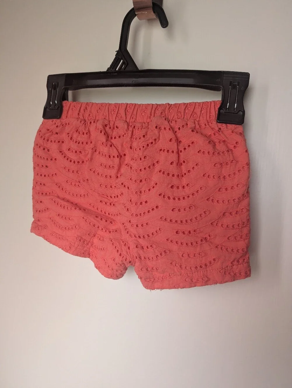 Eyelet Coral Matching Blouse And Short Set With Gold Accents  2T